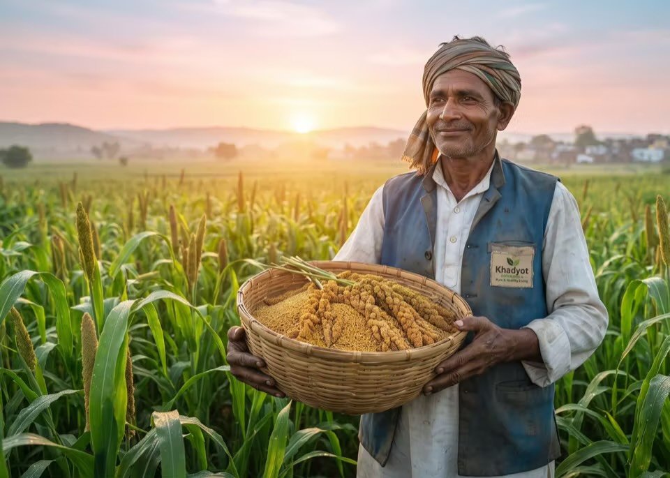 Farmers in a millet field